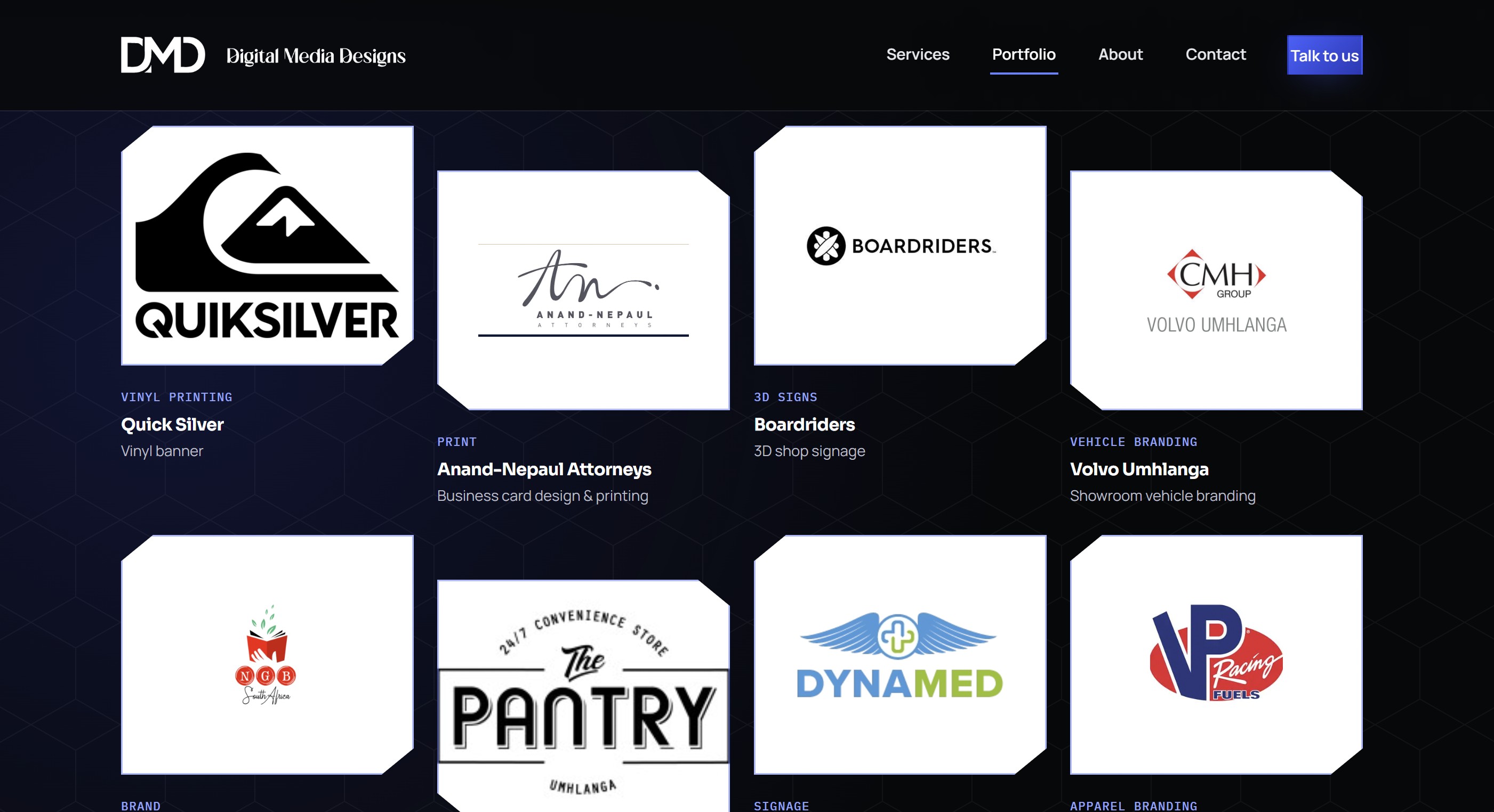 Digital Media Designs — portfolio section